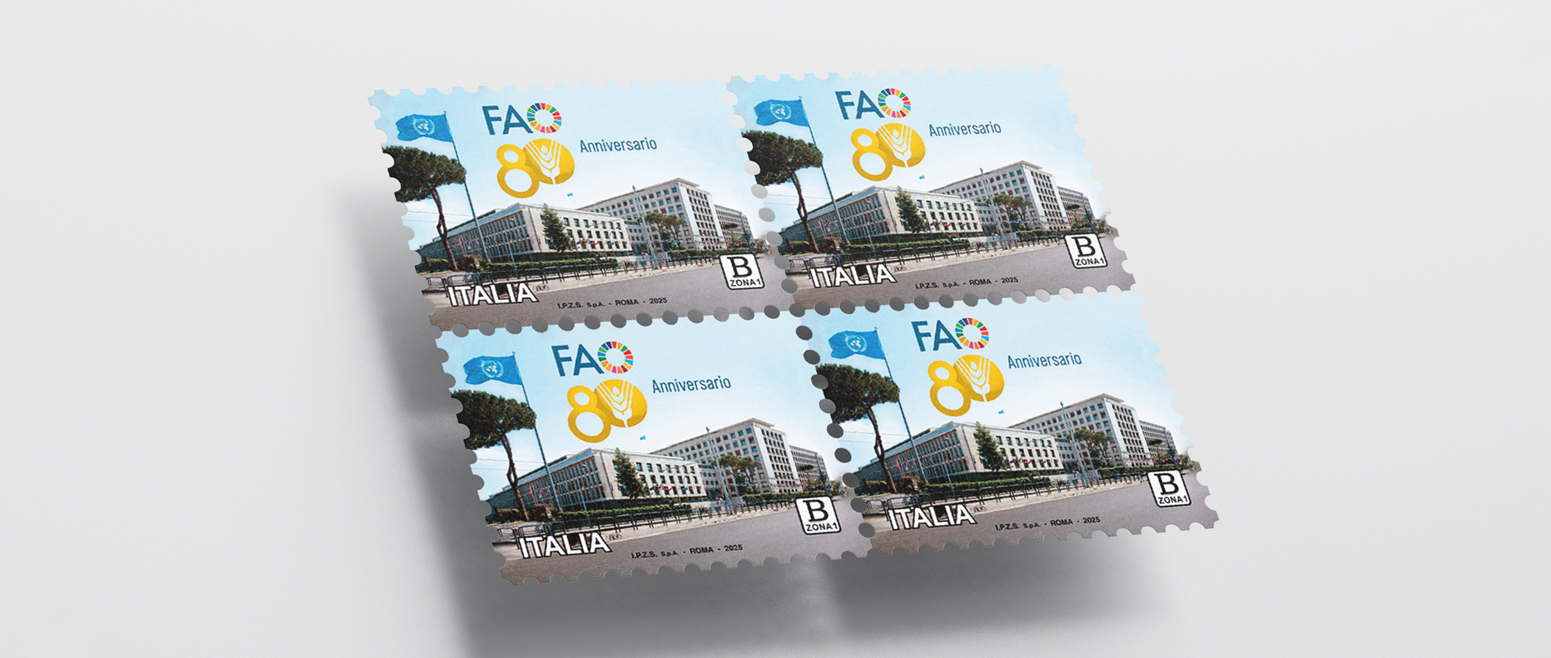 FAO and Italy unveil commemorative postal stamp marking the Organization’s 80th anniversary